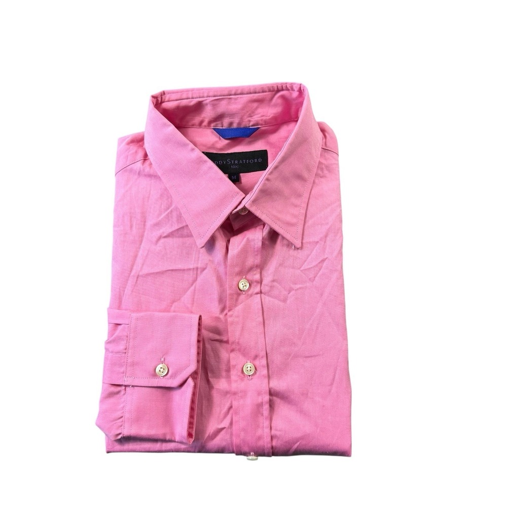 Teddy Stratford Pink Zipper Men's Cotton L/S Dress Shirt Size Medium